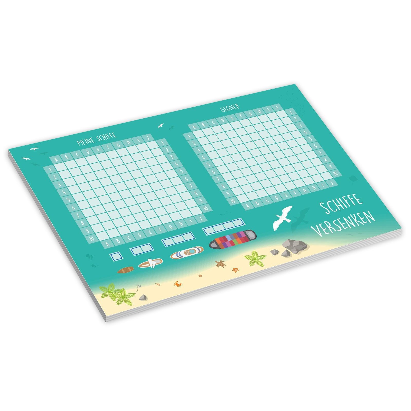 nikima Packpapier 2er Set A6 Spielblock Schiffe versenken Reisespiel Flottenmanöver, Reisespiel Flottenmanöver