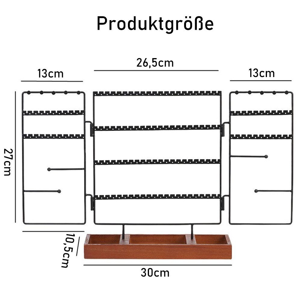 Stabil Schmuckständer Stufiger Sockel 4 Metal Schmuckständer, NUODWELL mit Holz Ohrringständer