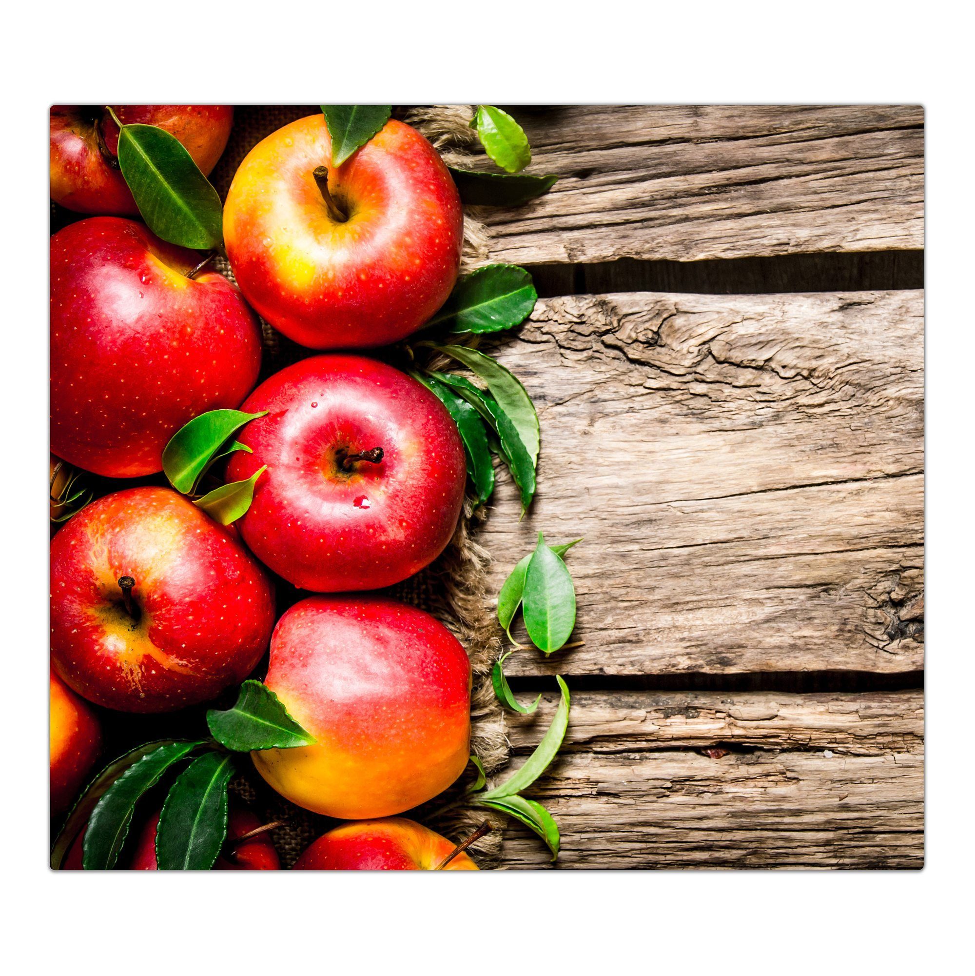 Herd-Abdeckplatte Herdabdeckplatte Tisch, Glas, Primedeco Glas tlg) am Äpfel von aus Spritzschutz Rand (1