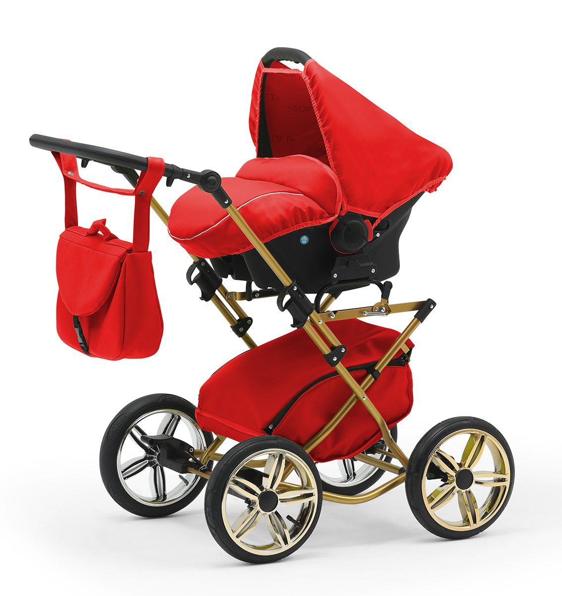babies-on-wheels Kombi-Kinderwagen Sorento 3 in in Teile Designs - Autositz 10 13 Rot - 1 inkl