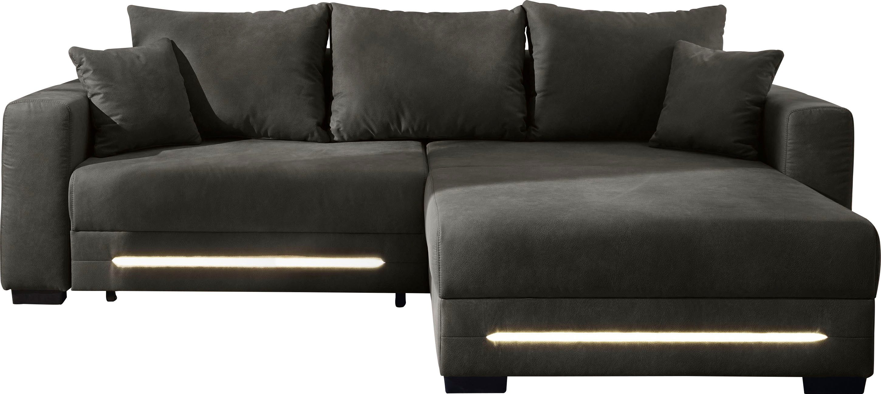 Jockenhöfer Gruppe Ecksofa Spotlight XL L-Form, B: 261 cm, mit Bettfunktion, Bettkasten, Licht & 2 Zierkissen