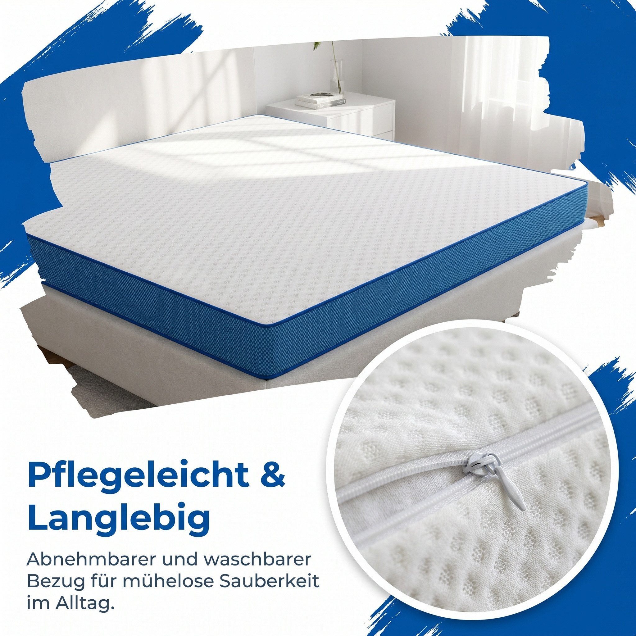 Totnz, Topper Gel Memory Foam Matratzentopper 90X200/120X200/140X200/160X200/180X200, 7.5 cm hoch, (waschbarer Bezug, OEKO‑TEX®-zertifiziert, atmungsaktiv & kühlend, rutschfest mit Gurten), für alle Matratzengrößen