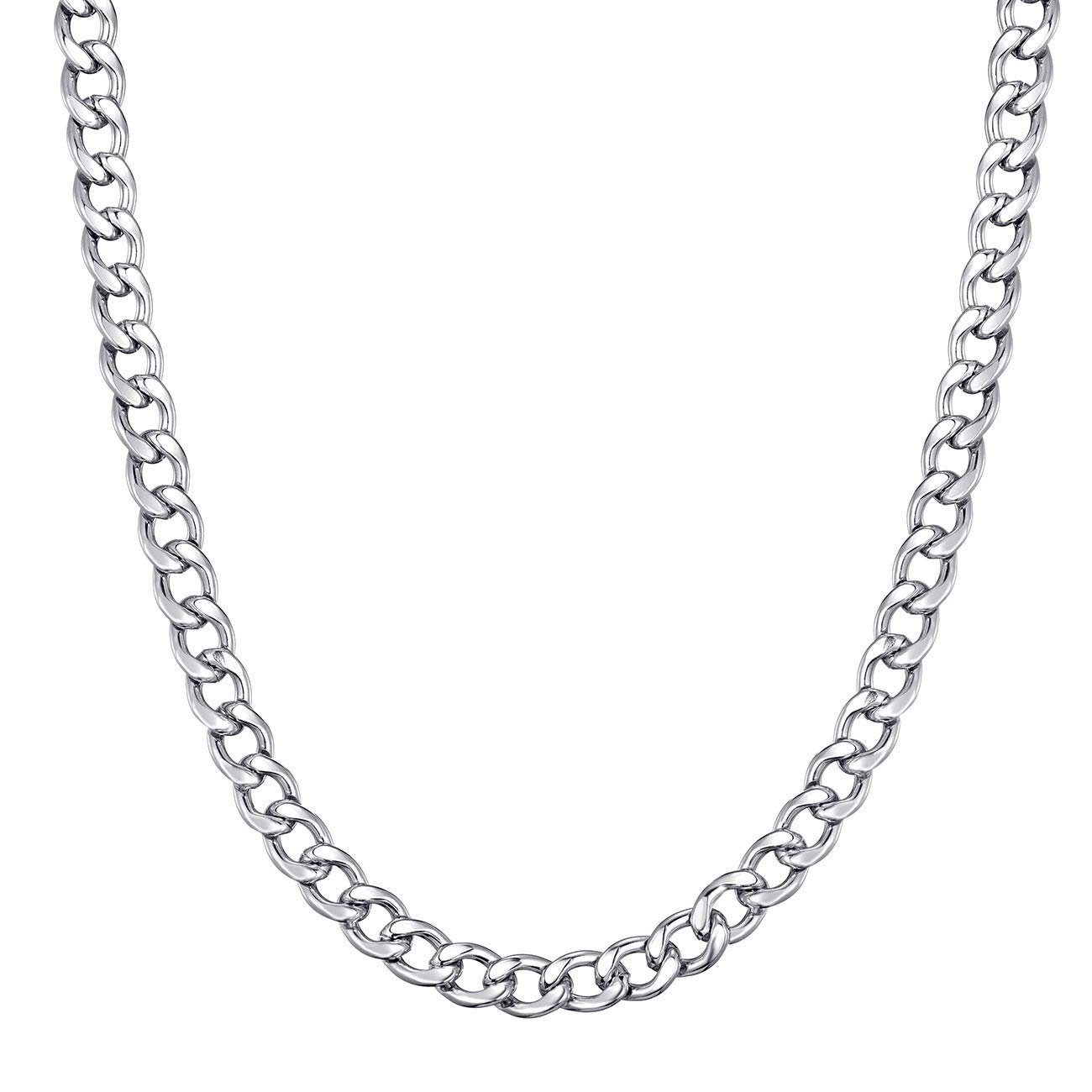 DonDon Kette mit Anhänger Edelstahlkette Halskette silber, Panzerkette aus günstig online kaufen