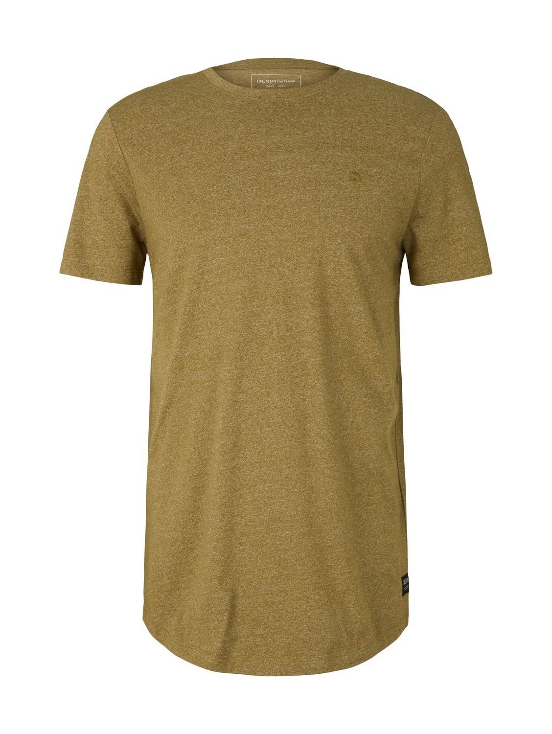 TOM TAILOR Denim T-Shirt STRUCTURED-SHIRT (1-tlg) aus Baumwolle Lght Olive Green Melange 29188