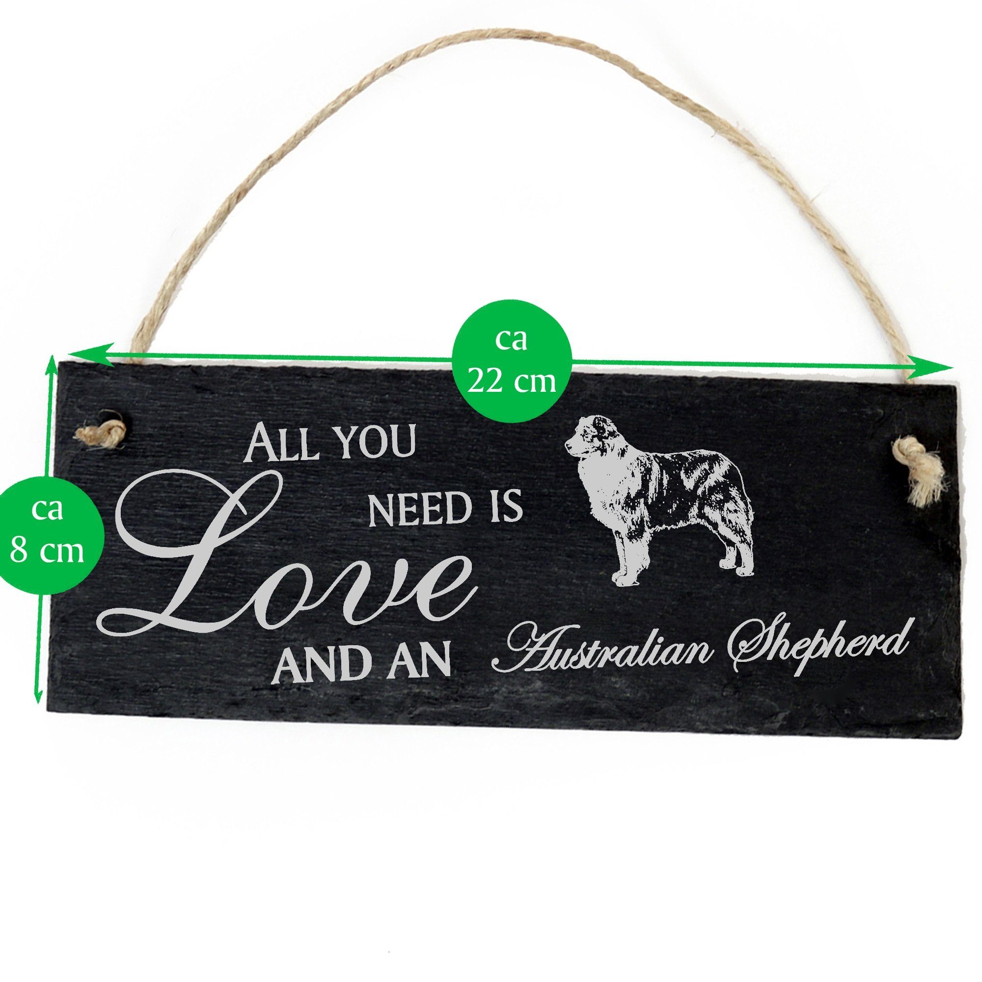 Dekolando Hängedekoration Australian Shepherd 22x8cm All you need is Love and an Australian She – Bild 2 von 5