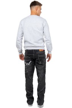 Kosmo Lupo 5-Pocket-Jeans Auffällige Herren Hose BA-KM001-2 Grau W38/L34 (1-tlg) mit Verzierungen und Nieten
