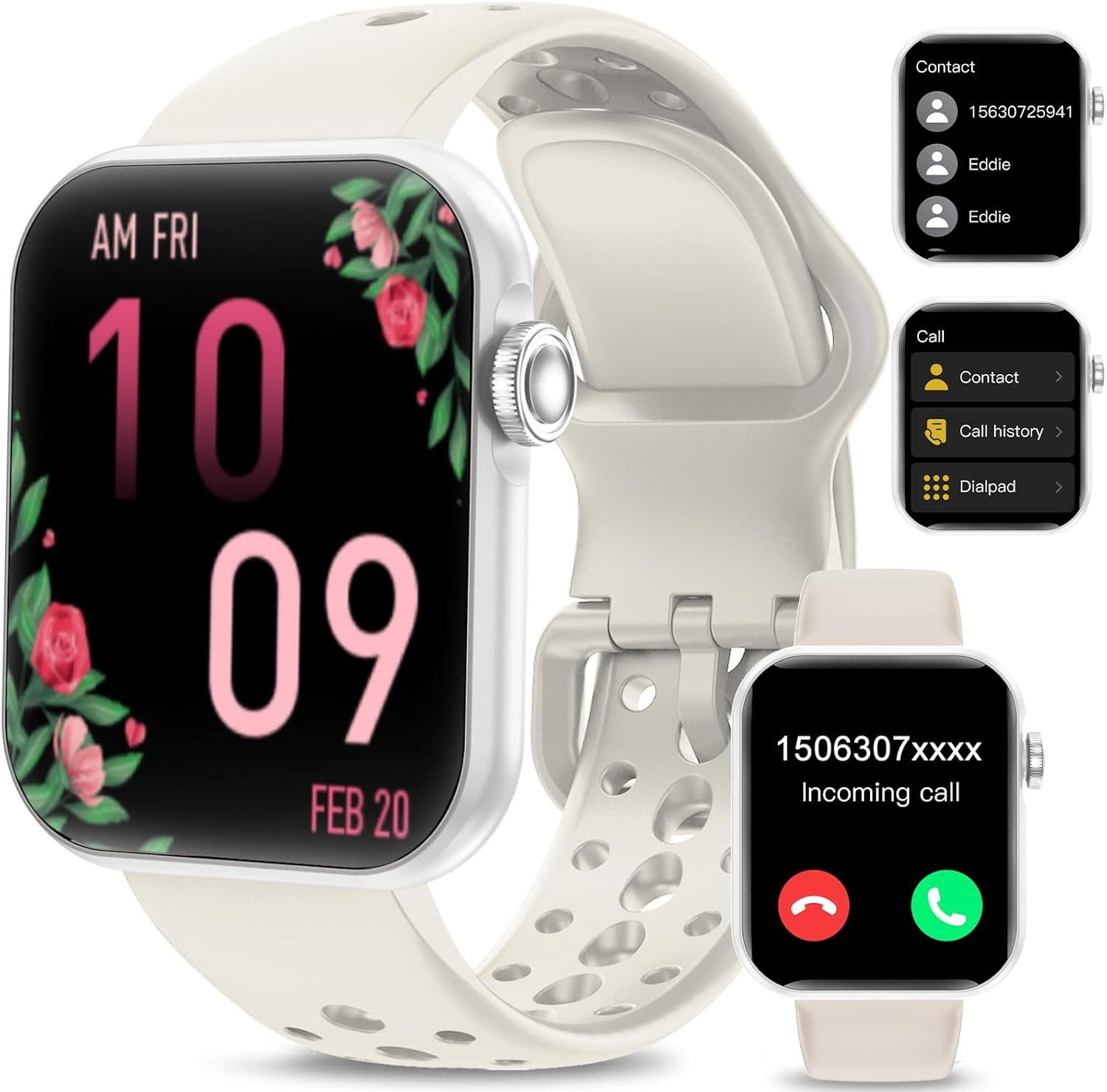 Niolina Smartwatch (4,6 cm, android ios), Smartwatch mit 1.8" HD Display, Bluetooth Telefonie