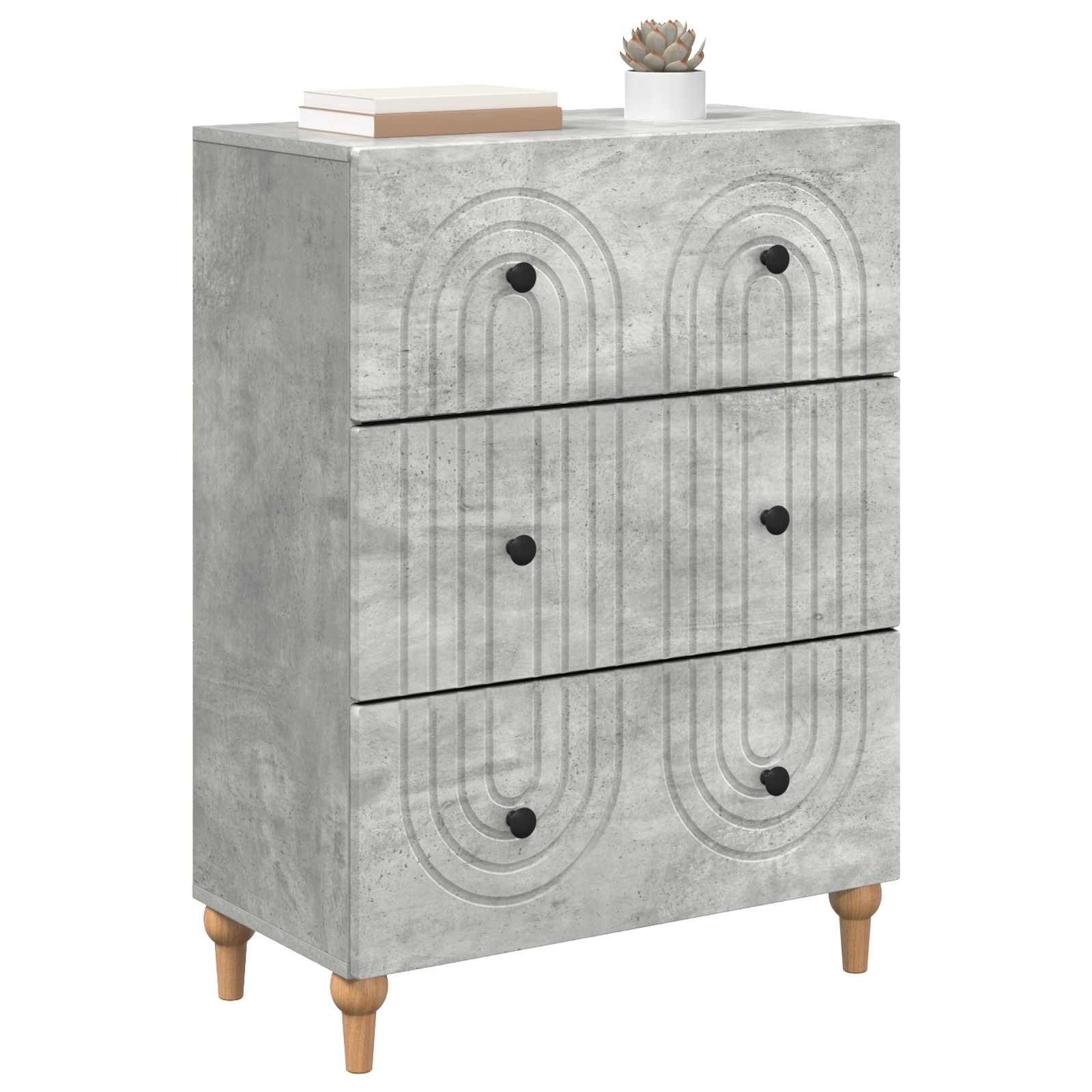 vidaXL Kommode 66 x 34,5 x 90 cm Kommode Schubladenschrank Sideboard Betongrau 66x34