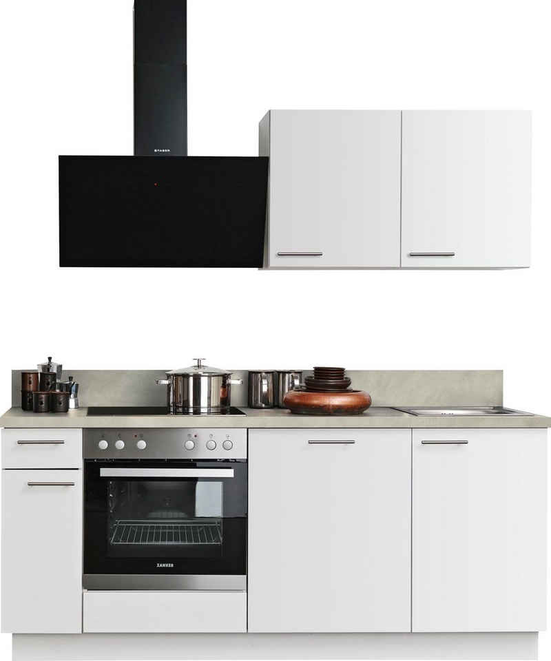 Express Küchen Küchenzeile »Scafa«, mit E-Geräten, vormontiert, mit Vollauszug und Soft-Close-Funktion, Stellbreite 200 cm