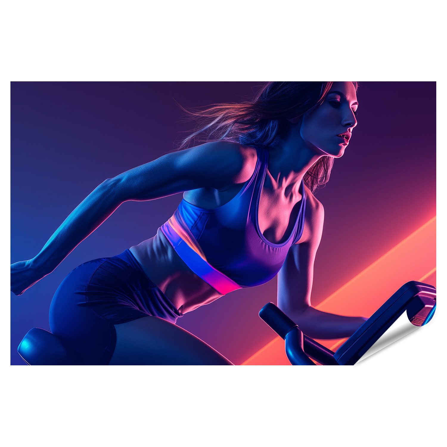 islandburner Poster, Frau beim intensiven Training mit dynamischer Beleuchtung