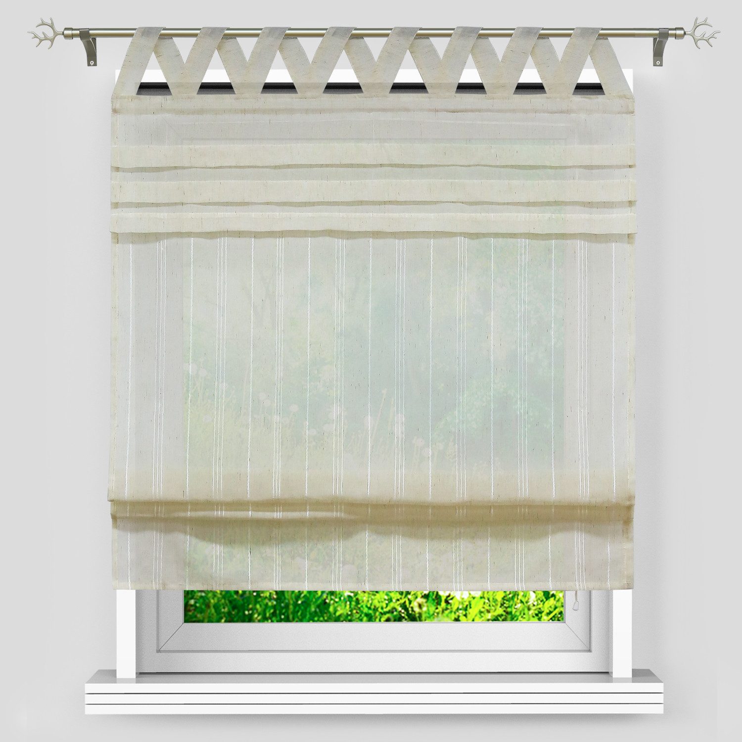Delien Raffrollo Tilla, mit Schlaufen, halbtransparente Raffgardine V Schlaufen