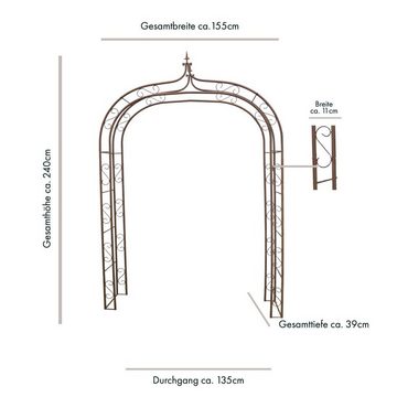 PassionMade Rosenbogen Rundbogen Metall Bogen rund Rankhilfe Rankbogen Rankgitter 1108, 1 Metallbogen, Stabiler Torbogen für Kletterpflanzen Rosen