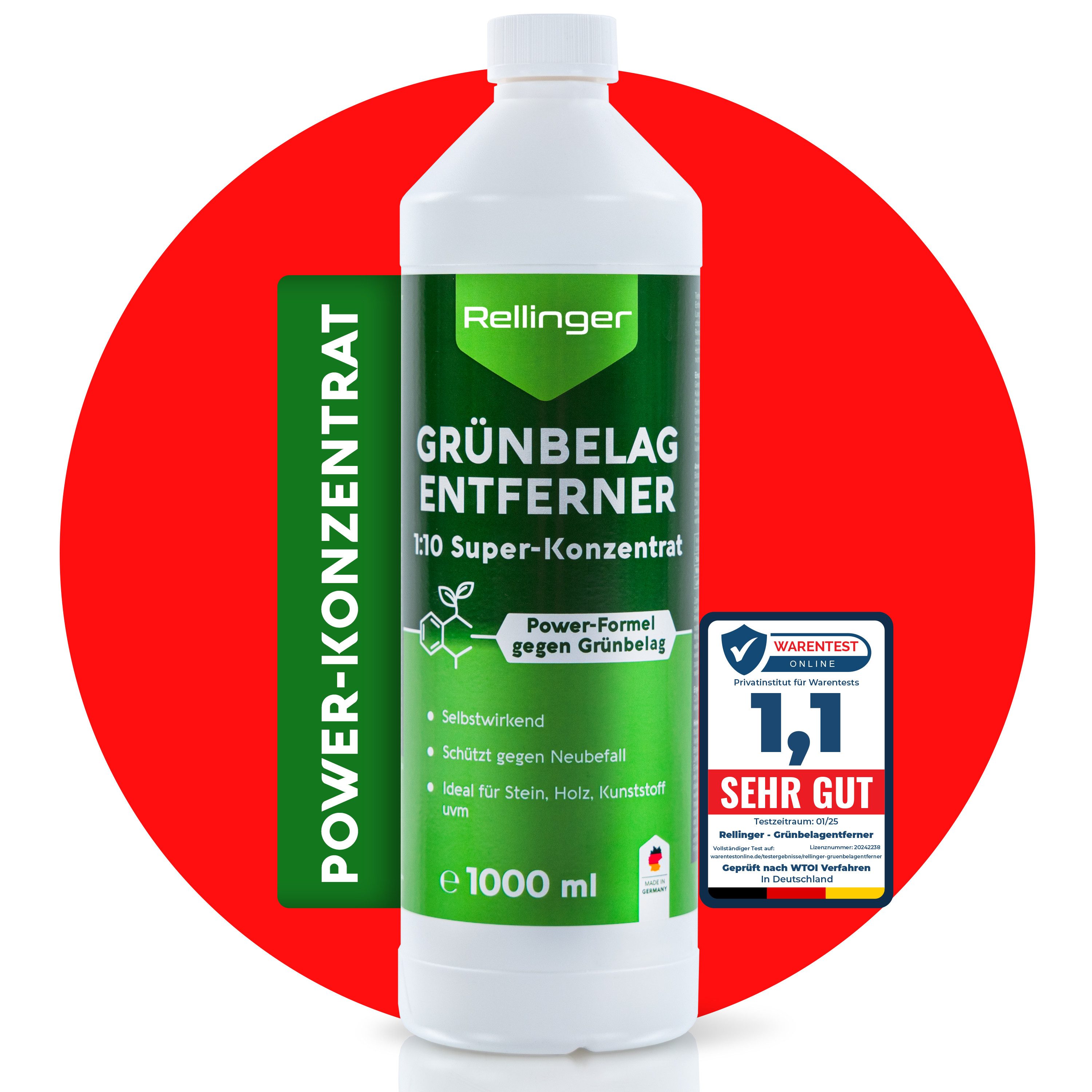 Grünbelagentferner 1l [POWER-FORMEL] - Fassadenreiniger Moosentferner Grünbelagentferner