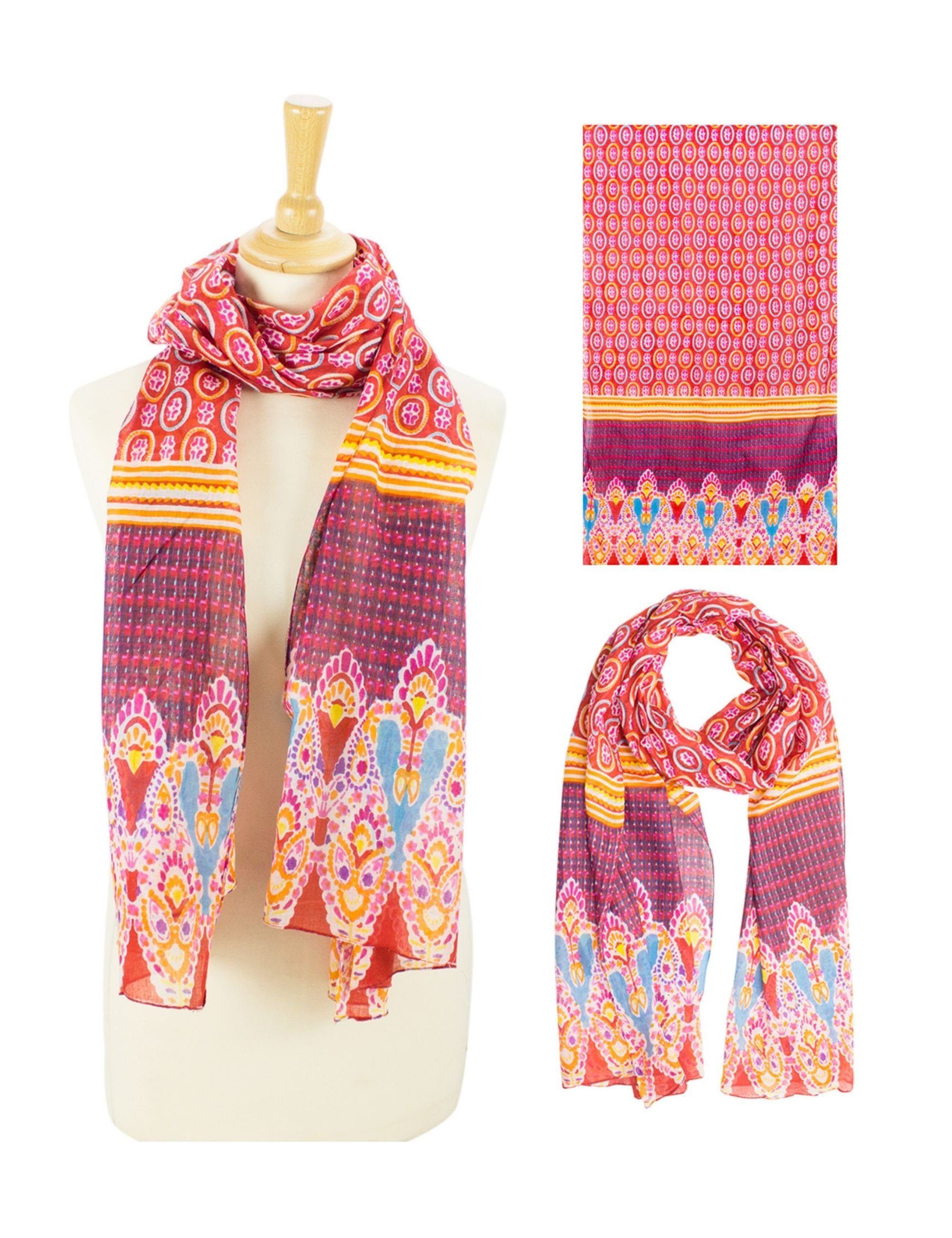 Tuch Sunsa Baumwolle rot Sommer mit Design., Abstract Geschenkideen bohemian modern für Halstuch. als Aufdruck Frauen. & Halstuch Damen Aufdruck Schal Blumen Tuch. Scarf Modern