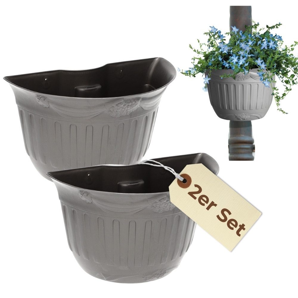 GarPet Blumentopf 2er Set Blumentopf für Regenrohr Wandtopf Fallrohr Blumentopf Säule