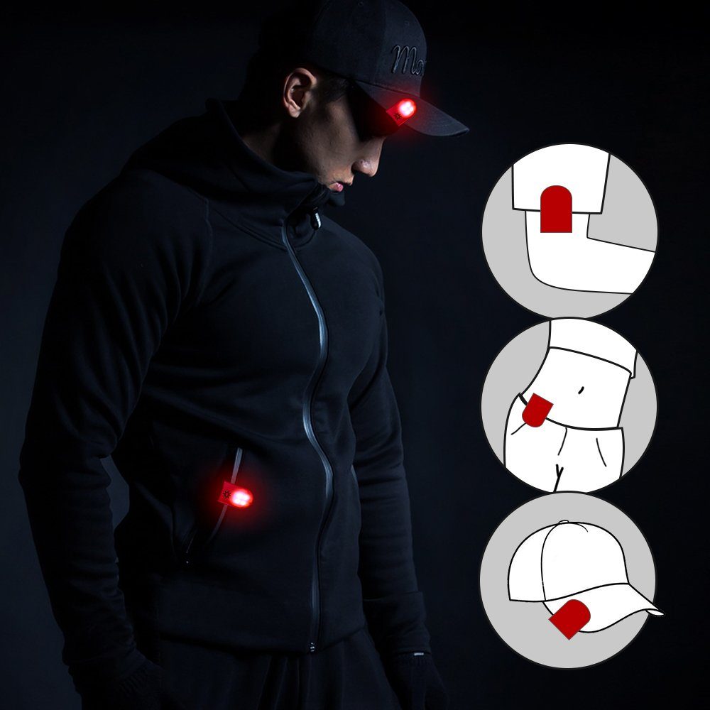 Blinklicht Sicherheit LED ED rot für Kleidung Rucksack für Clip mehr Sichtbarkeit ELANOX