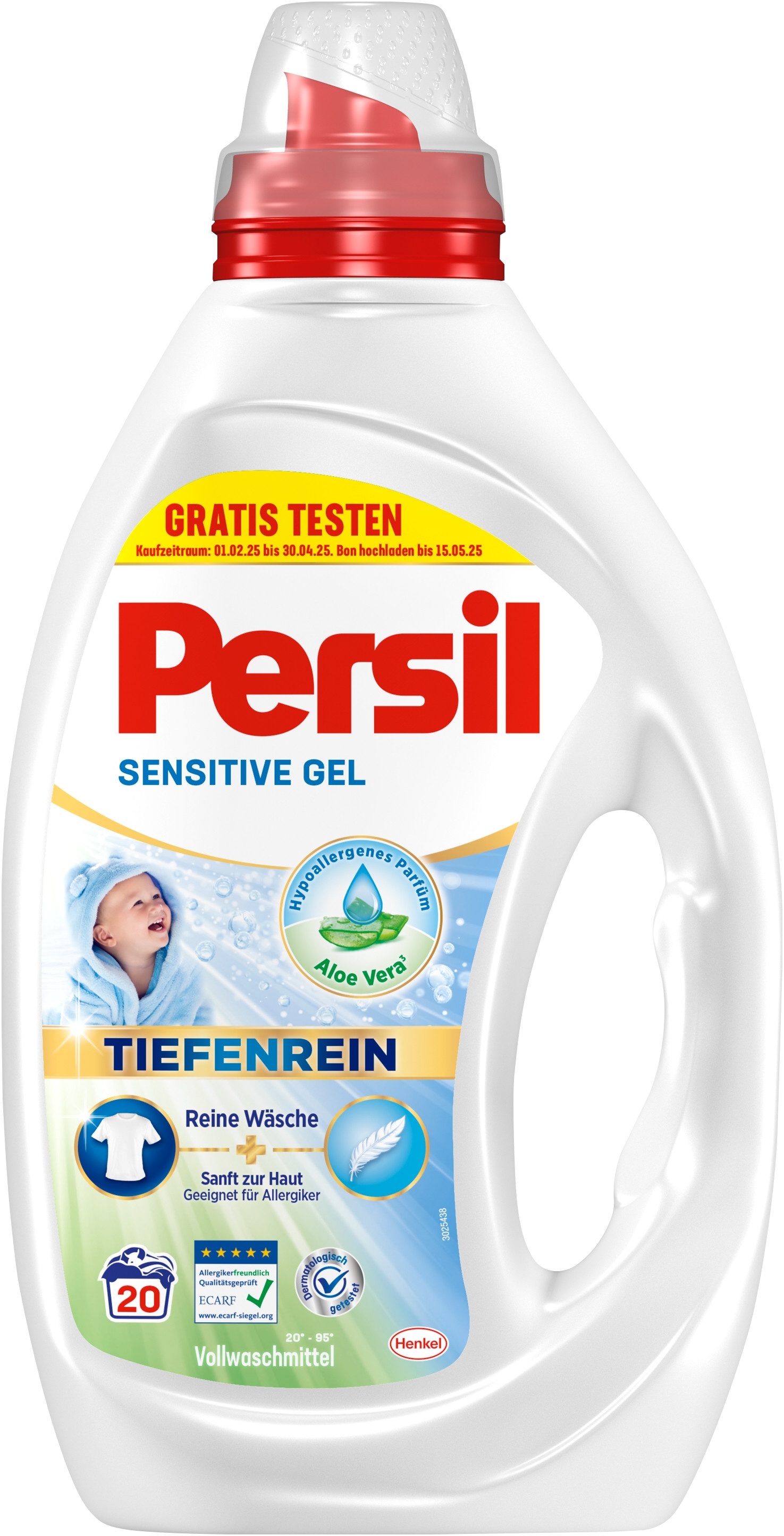 Persil PERSIL Gel Sensitive Waschmittel 20WL Flasche 900ml Vollwaschmittel
