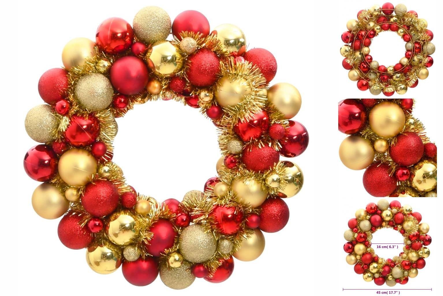vidaXL Christbaumschmuck Weihnachtskranz Rot und Golden 45 cm Polystyrol