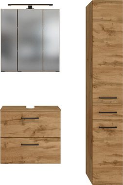 HELD MÖBEL Badmöbel-Set Chicago, (3-St., Spiegelschrank, Unterbeckenschrank, Seitenschrank)