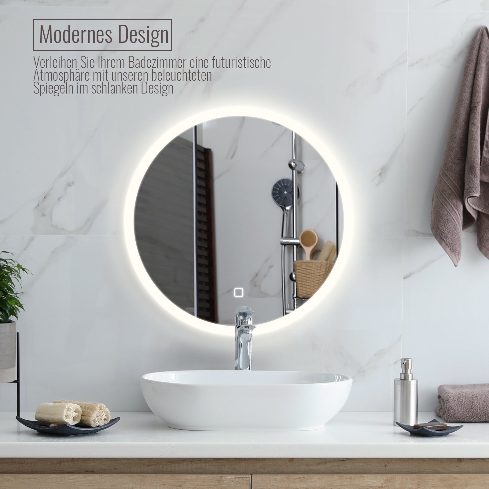 Aquamarin Badspiegel LED Badezimmerspiegel Wandspiegel Lichtspiegel günstig online kaufen