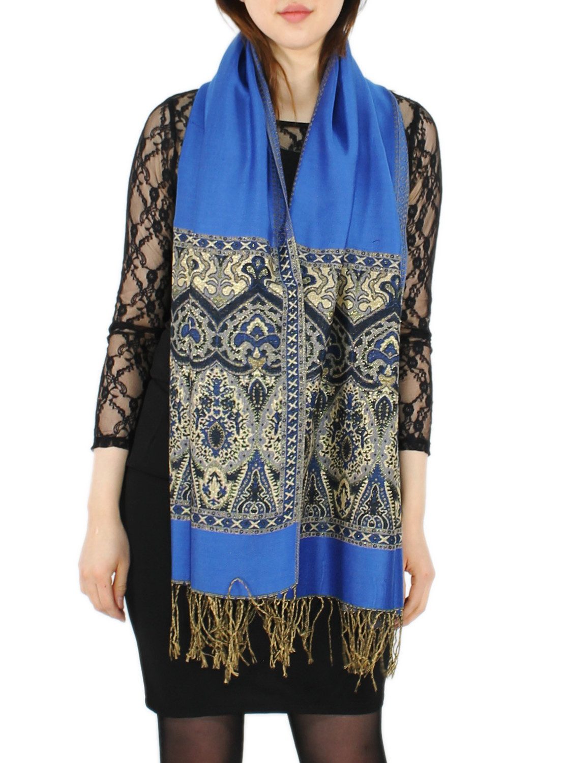 dy_mode Modeschal Elegante Damen Stola Schal Halstuch mit goldfarbenem Glan günstig online kaufen