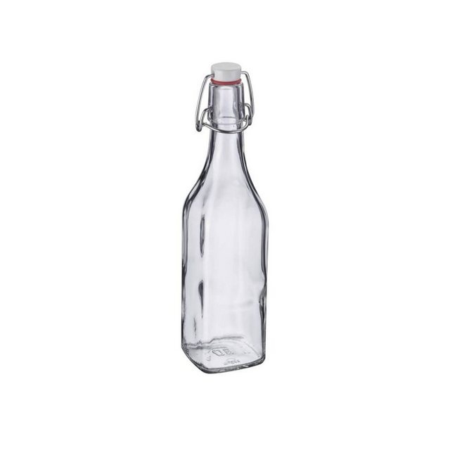 WESTMARK Vorratsdose “Westmark Bügelflasche eckig 500 ml”, Glas, Kunststoff, Stahl