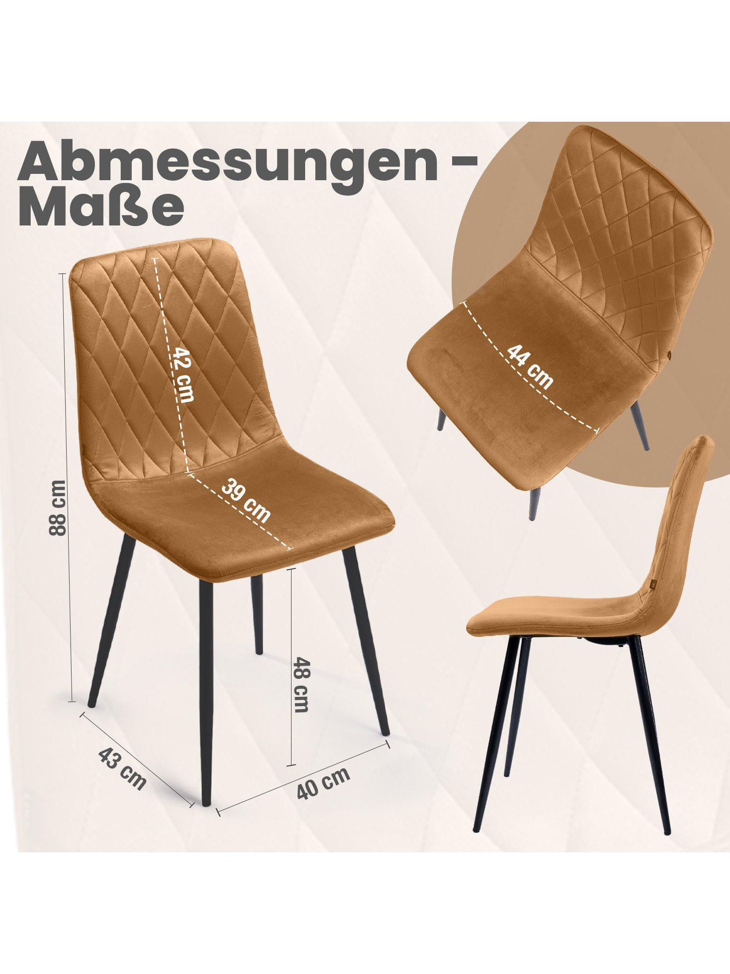 Lina® Esszimmerstuhl Elisia 2er, 4er, 6er Set, Samt & Metall, Modern & Komfortabel (Einzelstuhl (wahlweise im 2er, 4er oder 6er Set erhältlich – falls varyant, 4 St), Ergonomisch geformt, modernes Design, Samtbezug