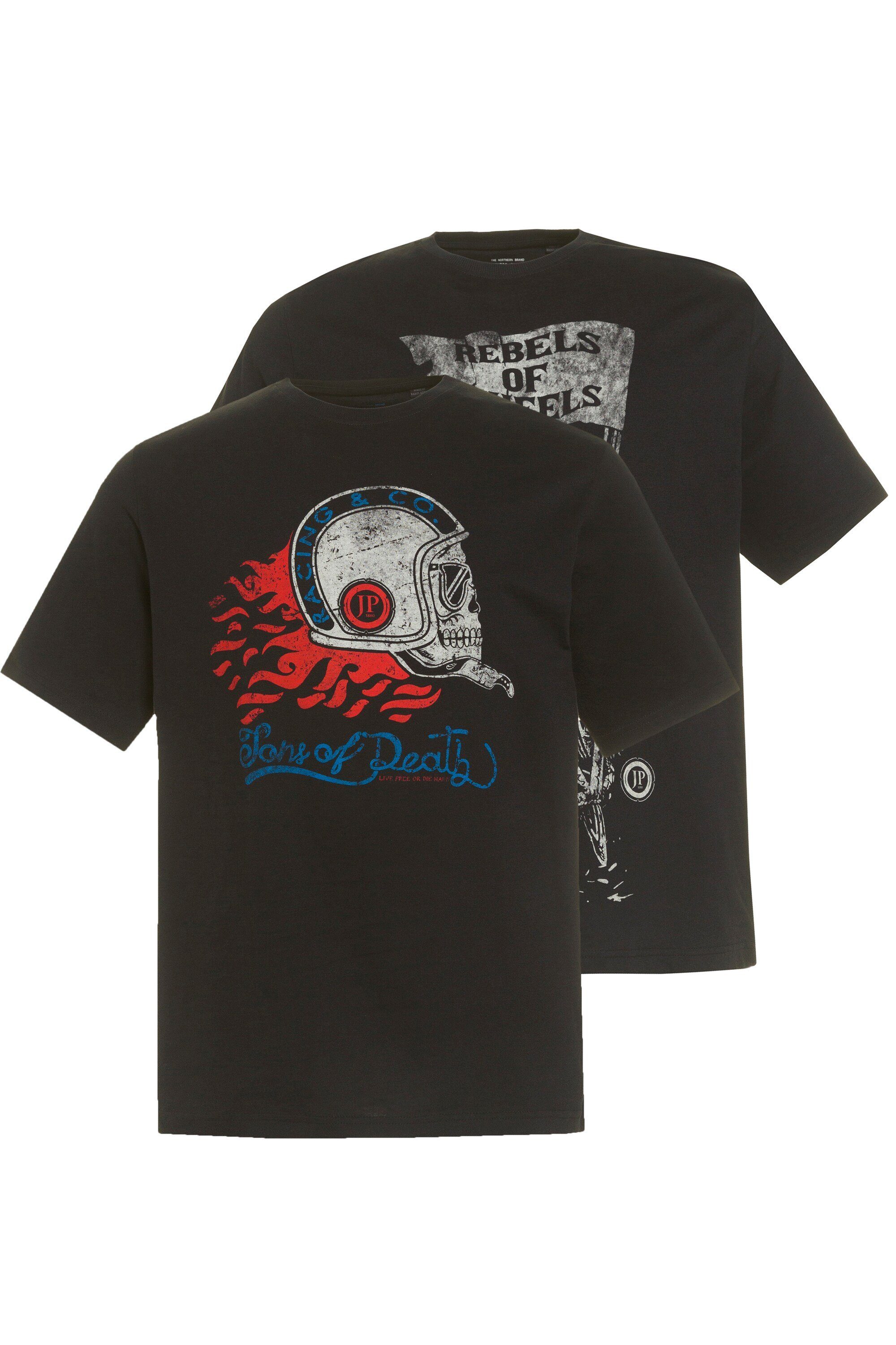 Motorcycle-Print (2-tlg) T-Shirts JP1880 T-Shirt Halbarm 2er-Pack