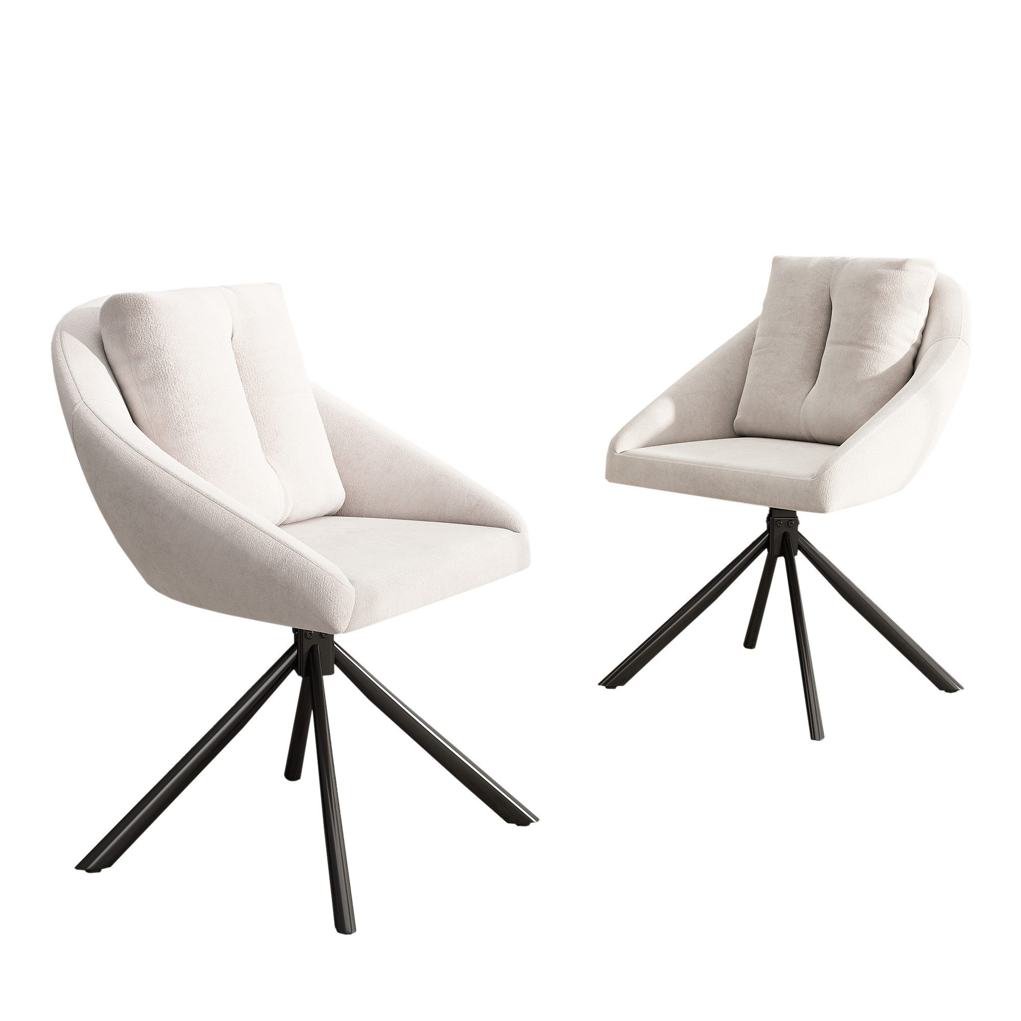 Esszimmerstuhl 2er Set drehbarer Esszimmerstuhl, ergonomisches Design Samt Beige