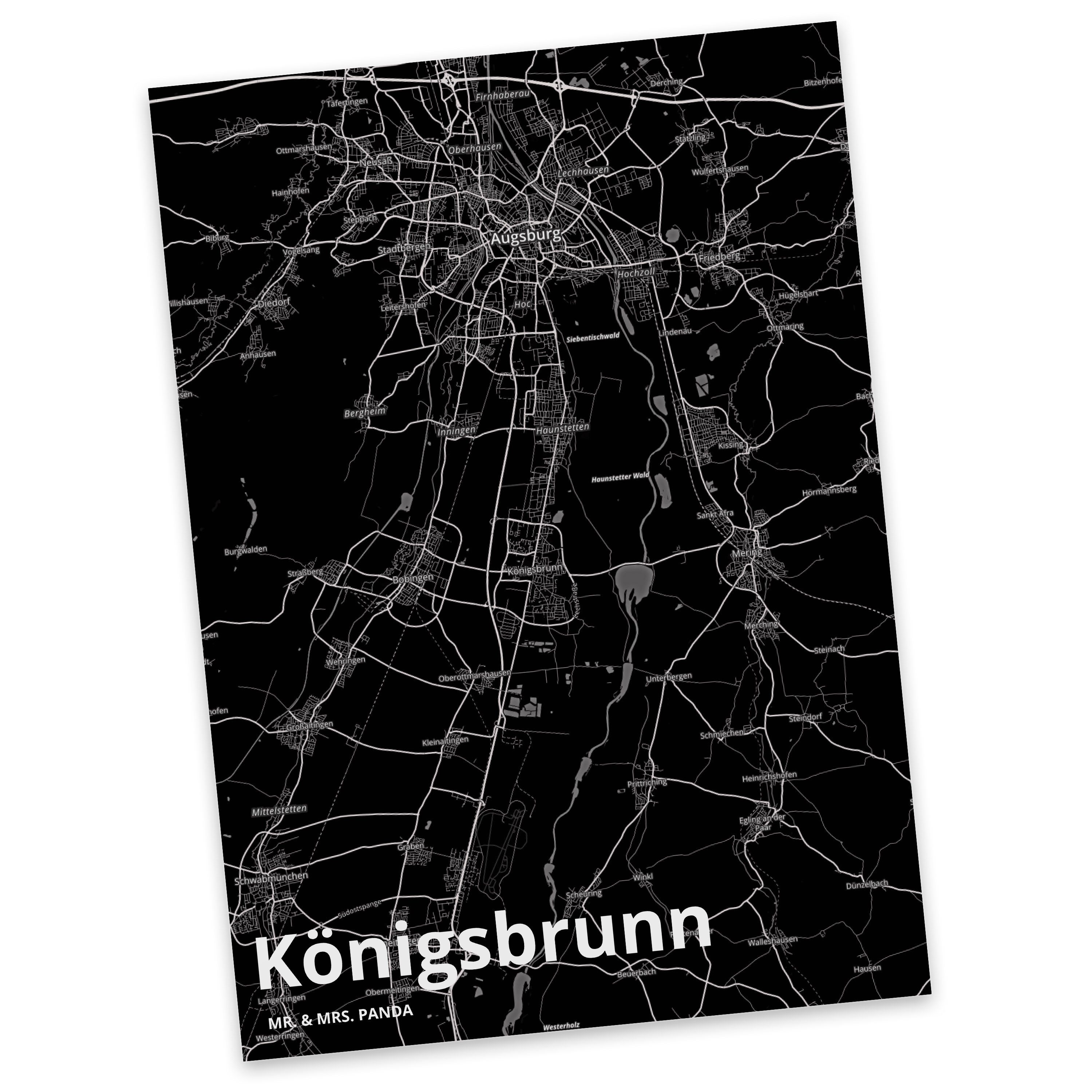 Mr. & Mrs. Panda Postkarte Königsbrunn - Geschenk, Geschenkkarte, Stadt Dorf Karte Landkarte Map