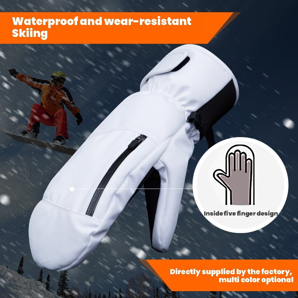 Snowboard-Handschuhe blackL Fleecehandschuhe Mit Blusmart Tasche, Winddichte Fäustlinge,
