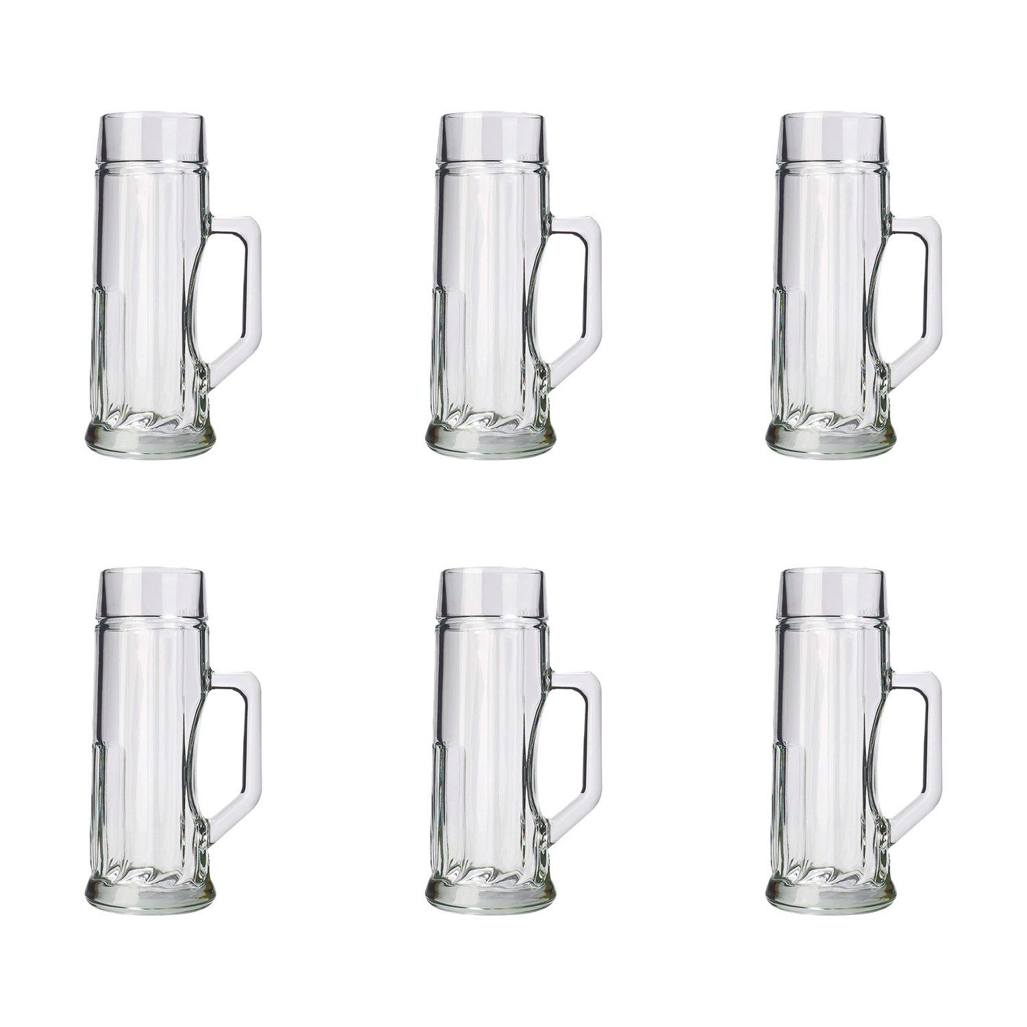 ich-zapfe Bierkrug Bierglas, Bierkrug, Maßkrug, Bierseidel 6er Set Biergläser, Premium, Gerippt - 0,3 Liter
