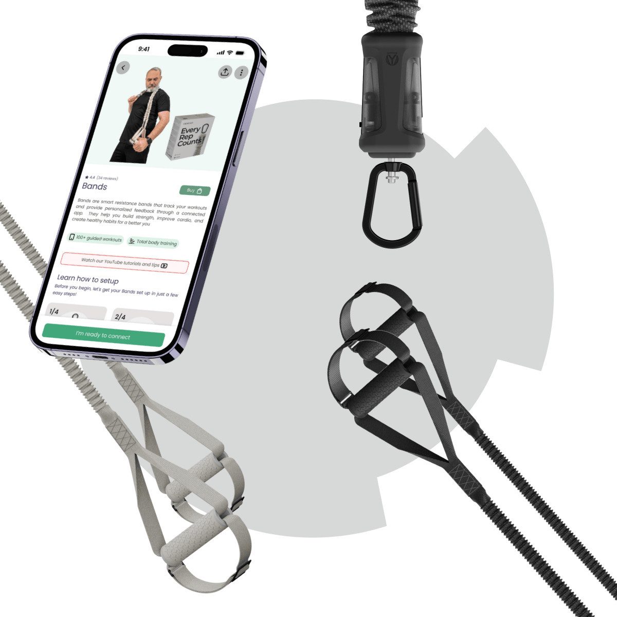 habeats by HYGEAR Schlingentrainer habeats by HYGEAR BANDS GEAR GO - Schlingentrainer, für vielseitiges Training, kostenlose Trainings APP, TRX