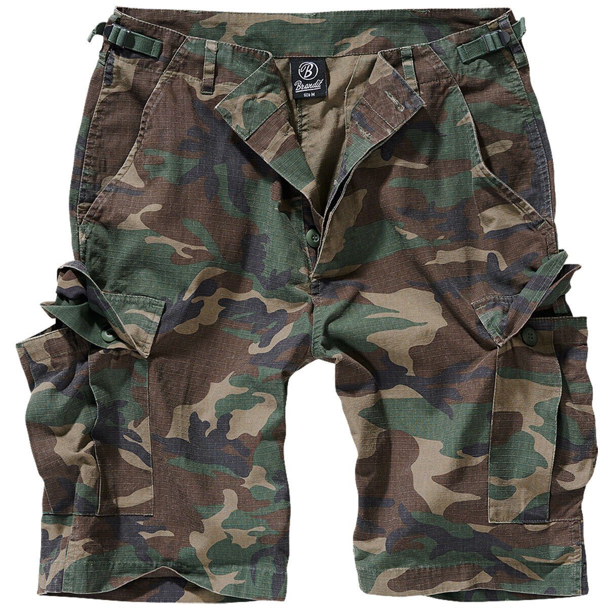 Brandit Cargohose Herren Bermuda Cargo Woodland Short Ripstop Kurze knielang Hose Sommer Shorts