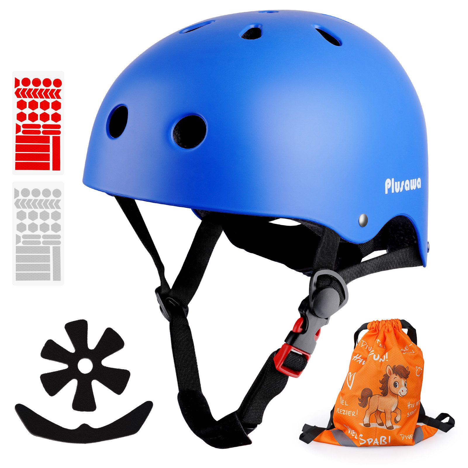 Alsterwell Kinderhelm Kinder Fahrradhelm EN1078 CE Certified, Verstellbarer Kinnriemen, 3D DIY & Reflektierende Aufkleber, Sporthelm für Roller & Inlineskates