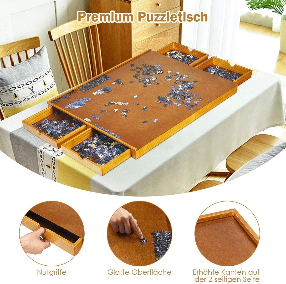 Puzzletisch Mit 6 Schubladen - Faltbarer Puzzleplatz Bis 1500 Teile