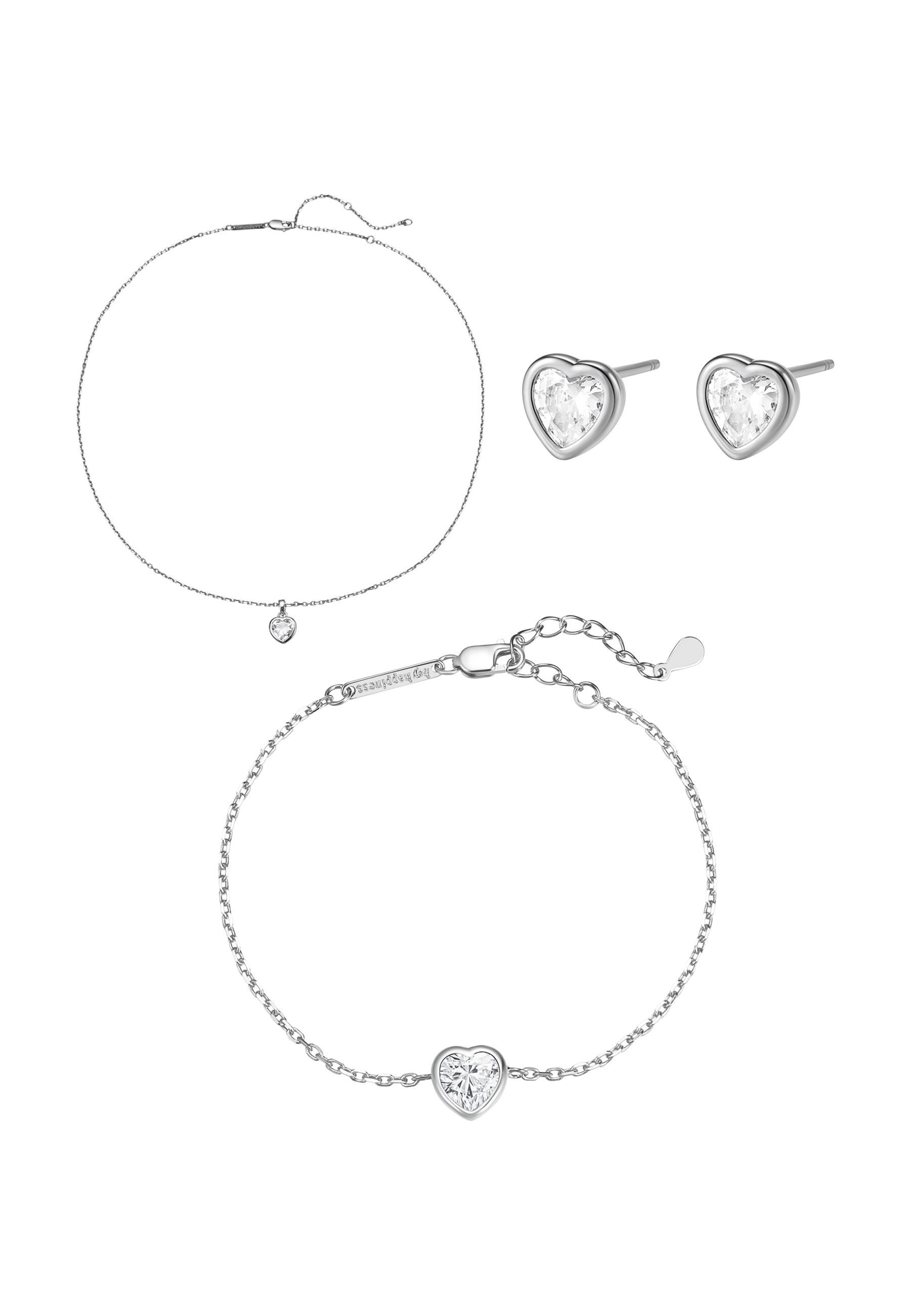 Schmuckset Lumina Herz, aus 925 Silber mit Zirkonia Herzen