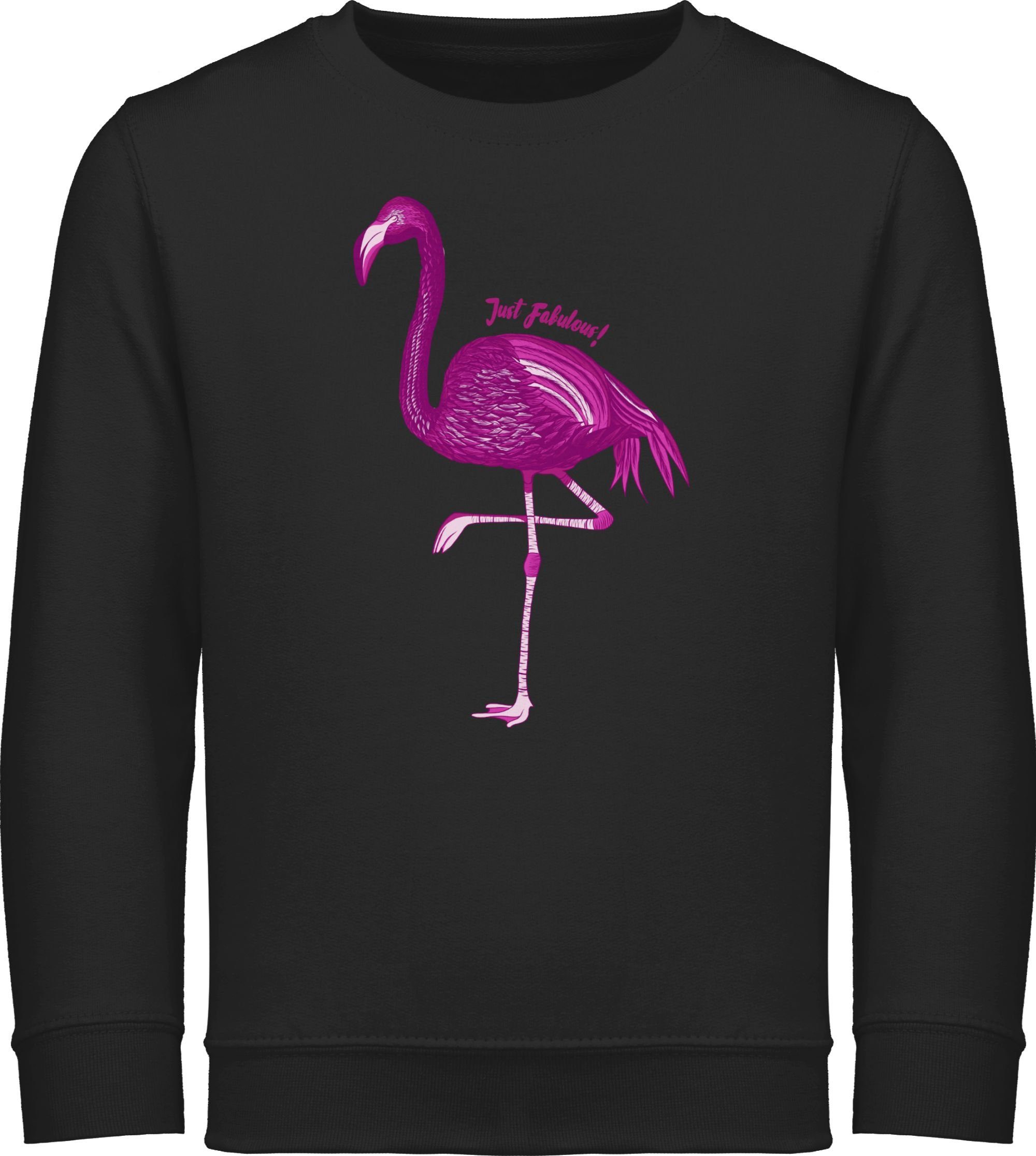 Shirtracer Sweatshirt Flamingo - Just Tiermotiv Print Fabulous Schwarz Animal 3