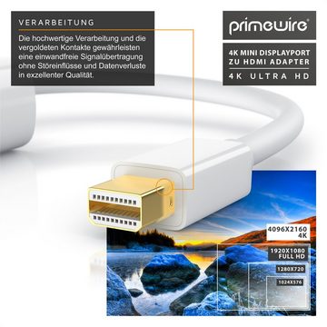 Primewire Audio- & Video-Adapter Mini DisplayPort zu HDMI, 10 cm, Ultra HD 4k MiniDP zu HDMI Buchse Monitor Konverter / Adapterkabel