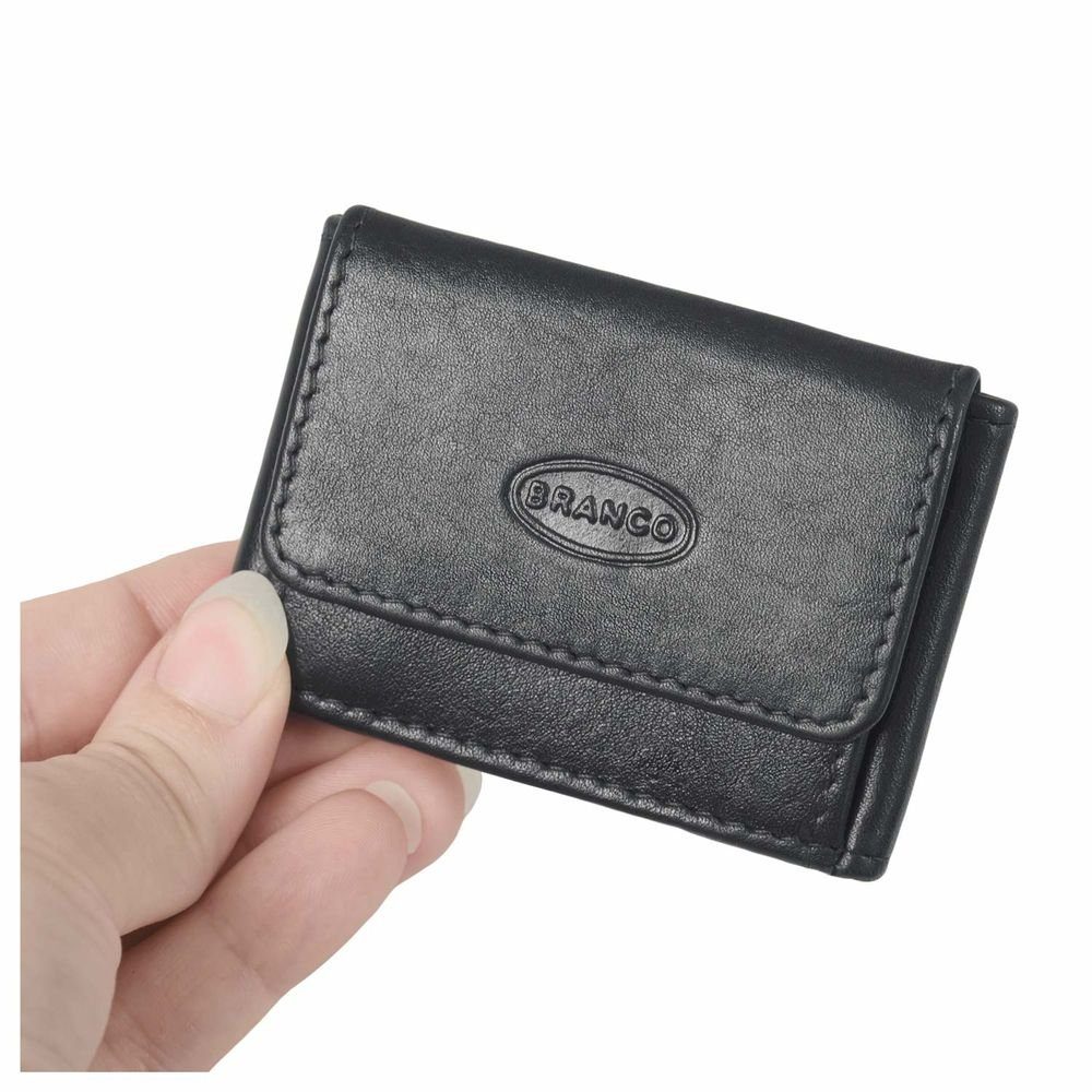 BRANCO Mini Geldbörse Sehr Kleine Geldbörse / Mini Portemonnaie, Leder, Schwarz, Branco 103