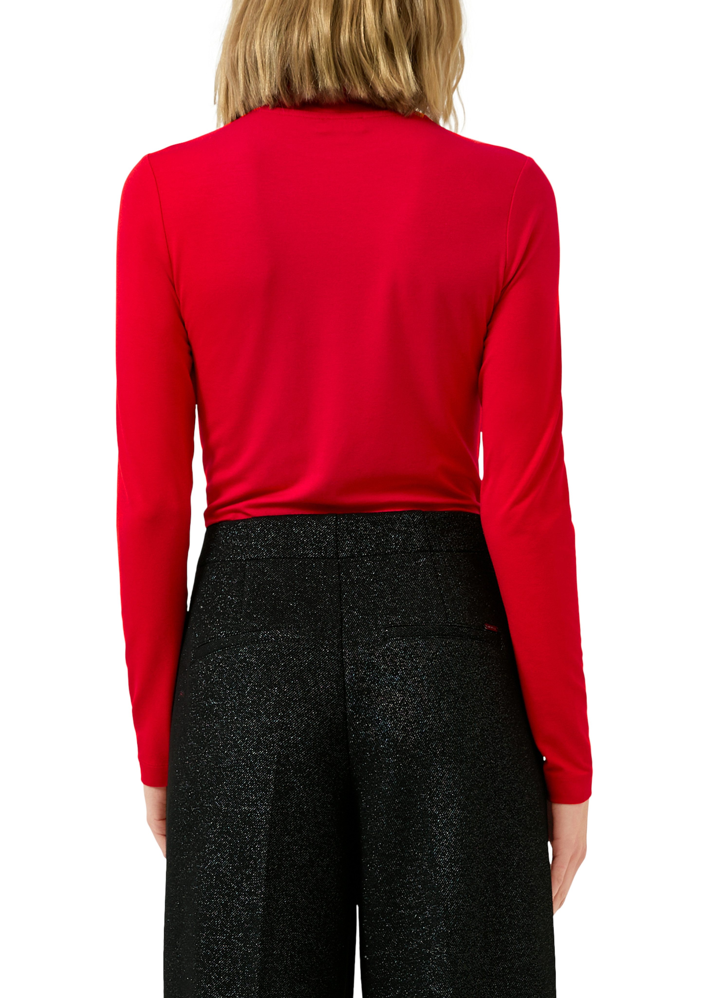 s.Oliver Langarmshirt mit Stehkragen und aus Viskose-Stretch günstig online kaufen