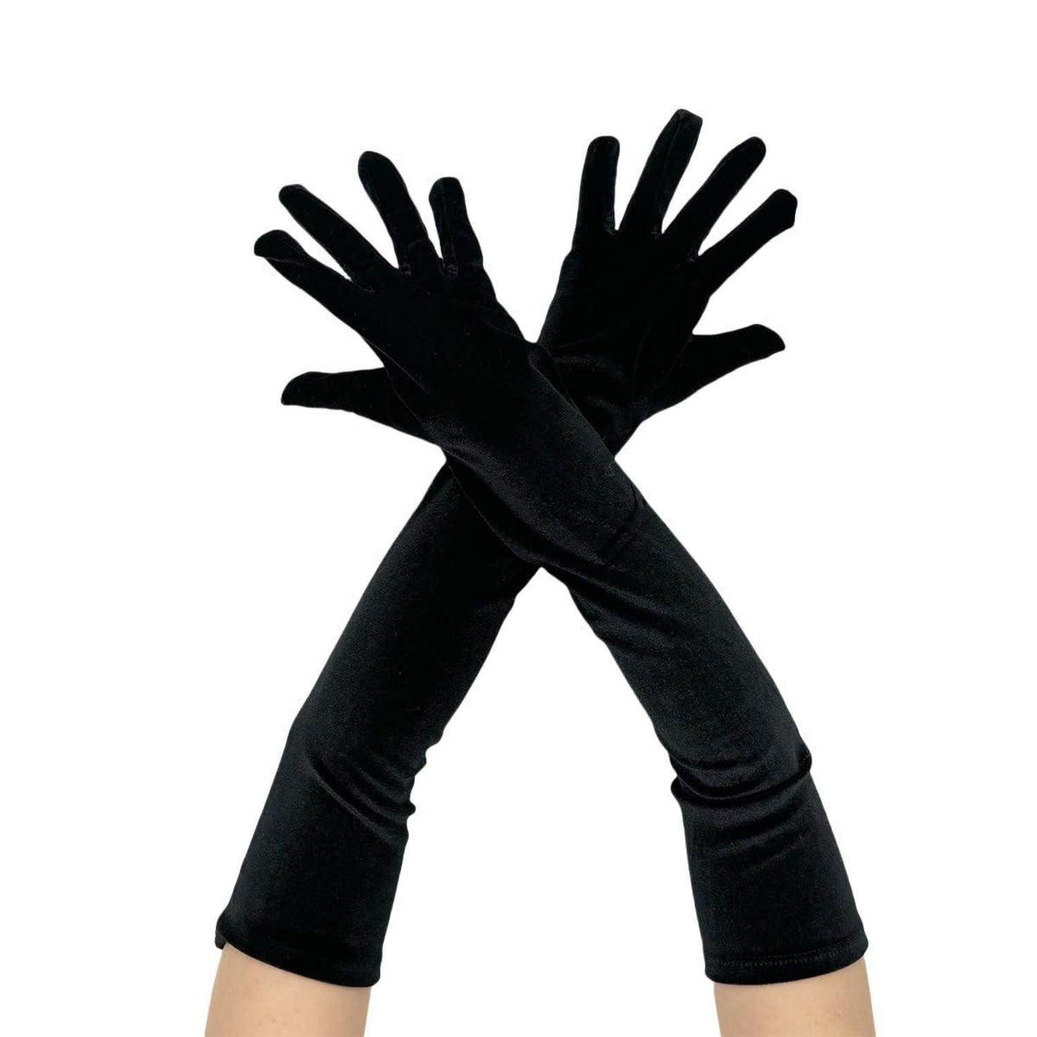 LuxusKollektion Abendhandschuhe Handschuhe Lang Samt Elegant Schwarz 53cm (1-St)