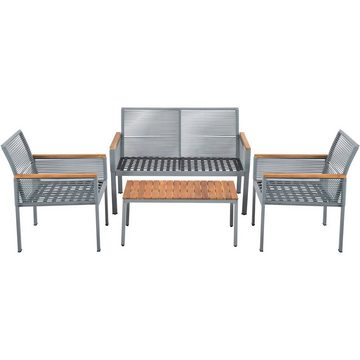 PFCTART Gartenlounge-Set Gartenmöbel Set mit bequemem Kissen, Doppelsofa,2 Sessel und Tisch