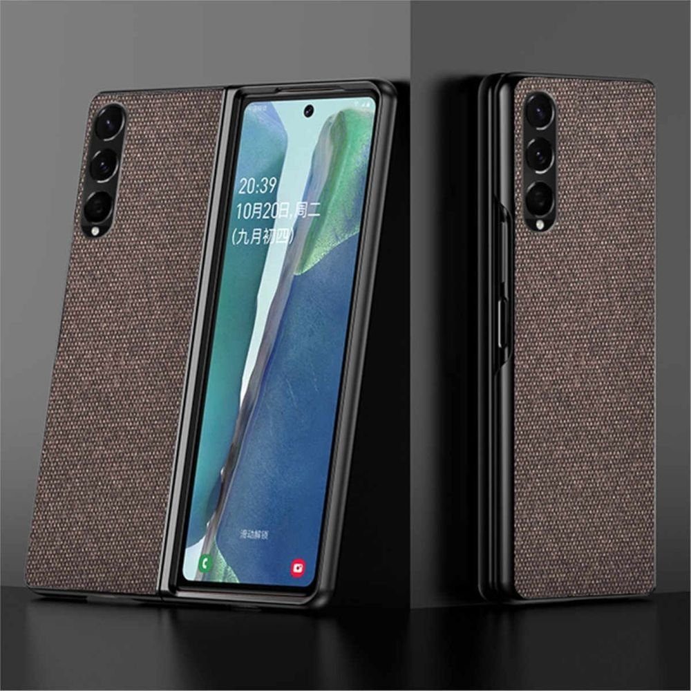 Wigento Handyhülle Für Samsung Galaxy Z Fold3 5G Sand Design Kunststoff Hart Cover Handy Tasche Hülle Etuis Braun