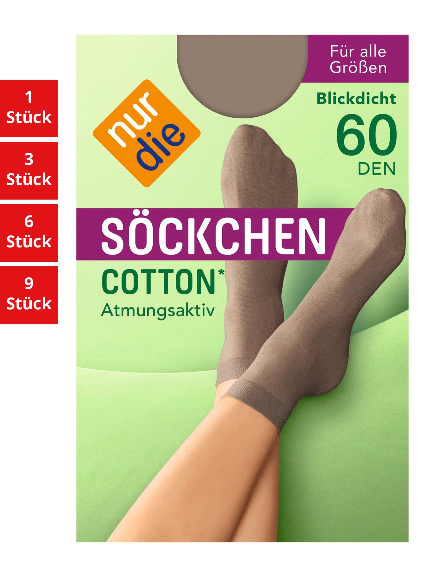 Nur Die Füßlinge Cotton 60 DEN Damen (1er/3er/6er/9er Pack, 1-Paar) sneaker-socken strumpf strümpfe