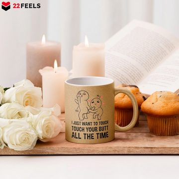 22Feels Tasse Jahrestag Geschenk Paar Hochzeitstag Valentinstag Ehefrau Freundin, Keramik, Glitzertasse, Made in Germany