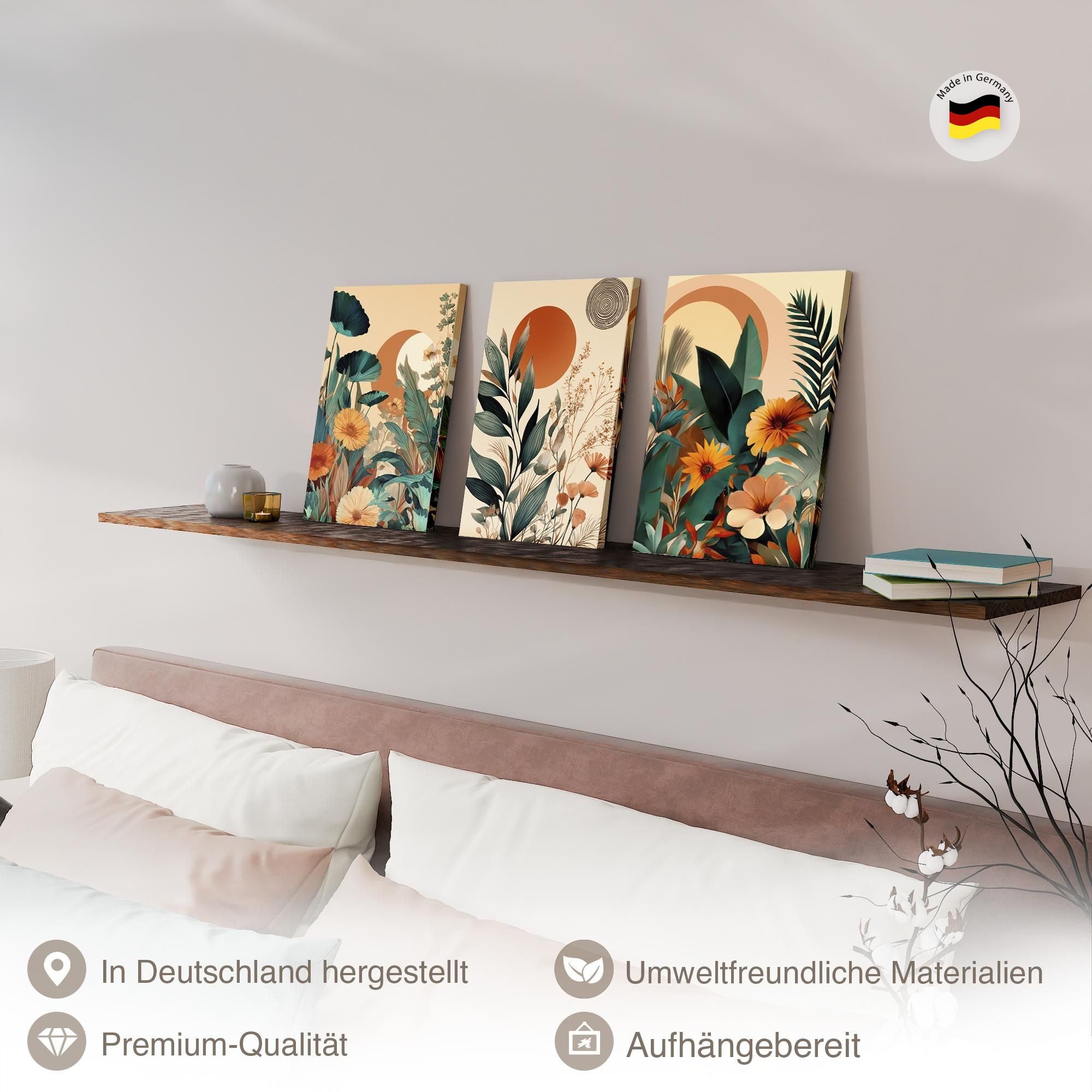 Novart Wandbild Abstrakt Bunt Baum des Lebens Wohnzimer Schlafzimmer Deko, Abstrakt (3 St)