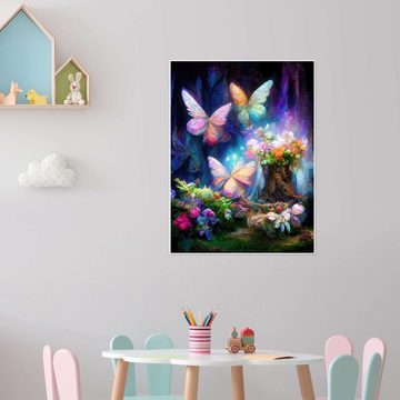 Posterlounge Poster Dolphins DreamDesign, Schmetterlinge im Feengarten, Mädchenzimmer Kindermotive
