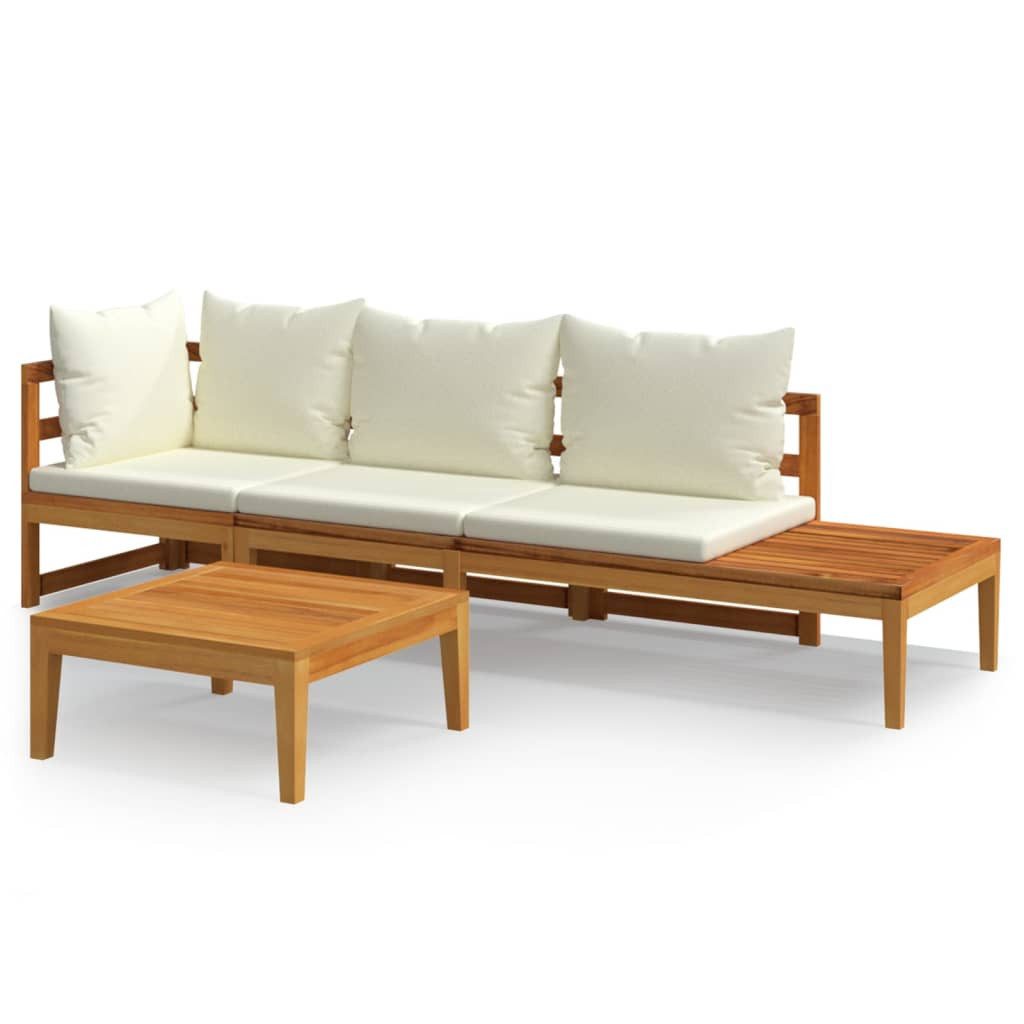 vidaXL Gartenlounge-Set 3-tlg. Garten-Lounge-Set mit Cremeweißen günstig online kaufen