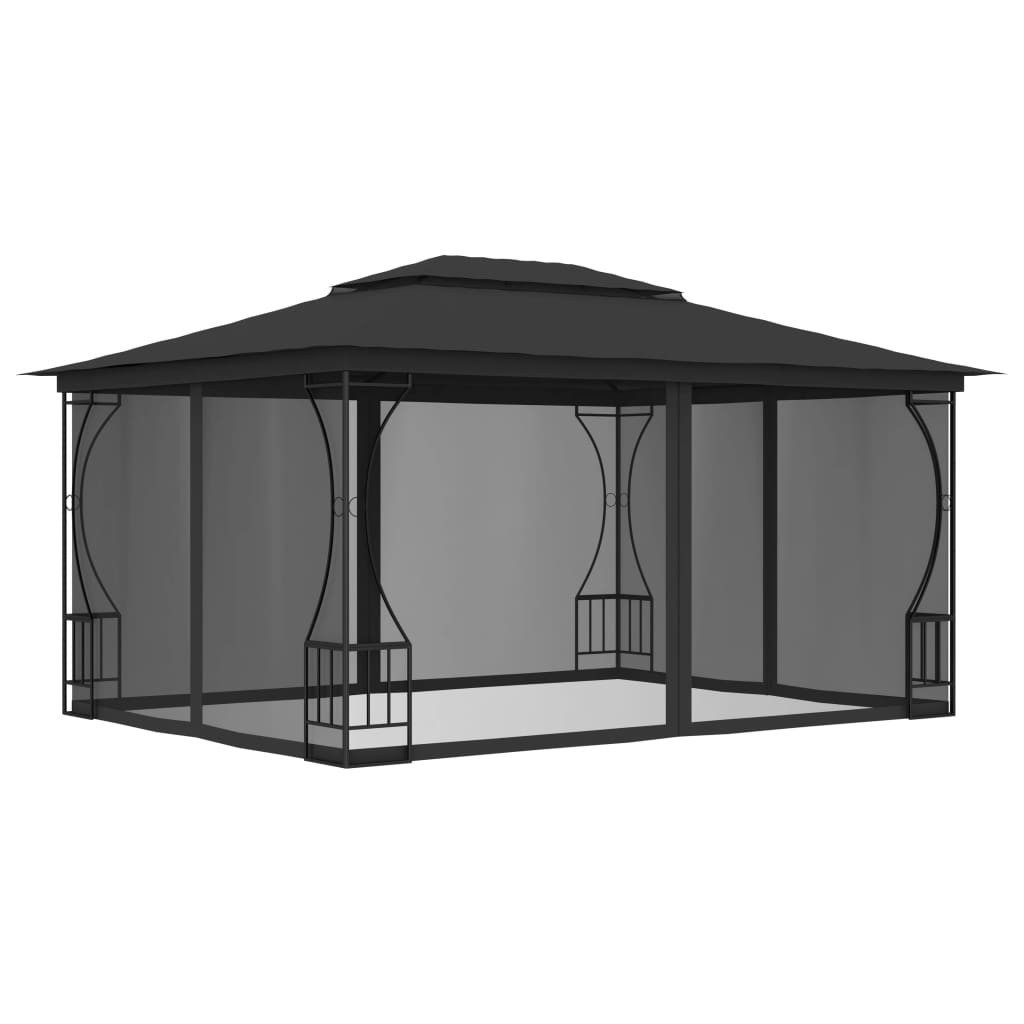 vidaXL Partyzelt Pavillon mit Netz 300x400x265 cm Anthrazit